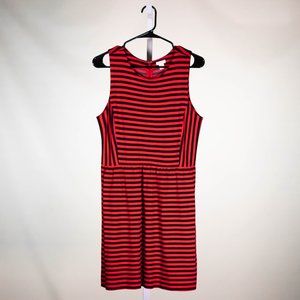 J. Crew Women's Dress Red Blue Striped Sleeveless Fit Flare Sheath Lined Size S